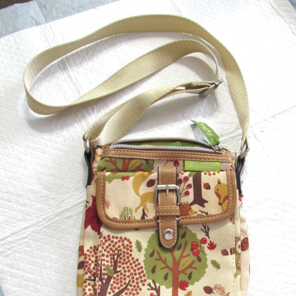 Women's Lily Bloom Owl Fox Crossbody Canvas Purse - Picture 2 of 5